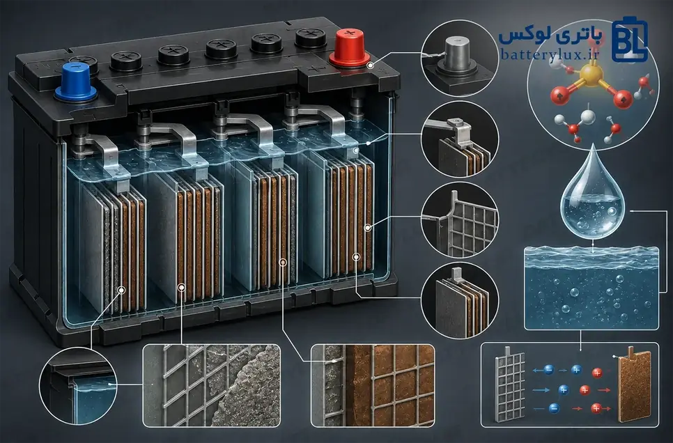 ترکیب آب و اسید داخل باتری خودرو