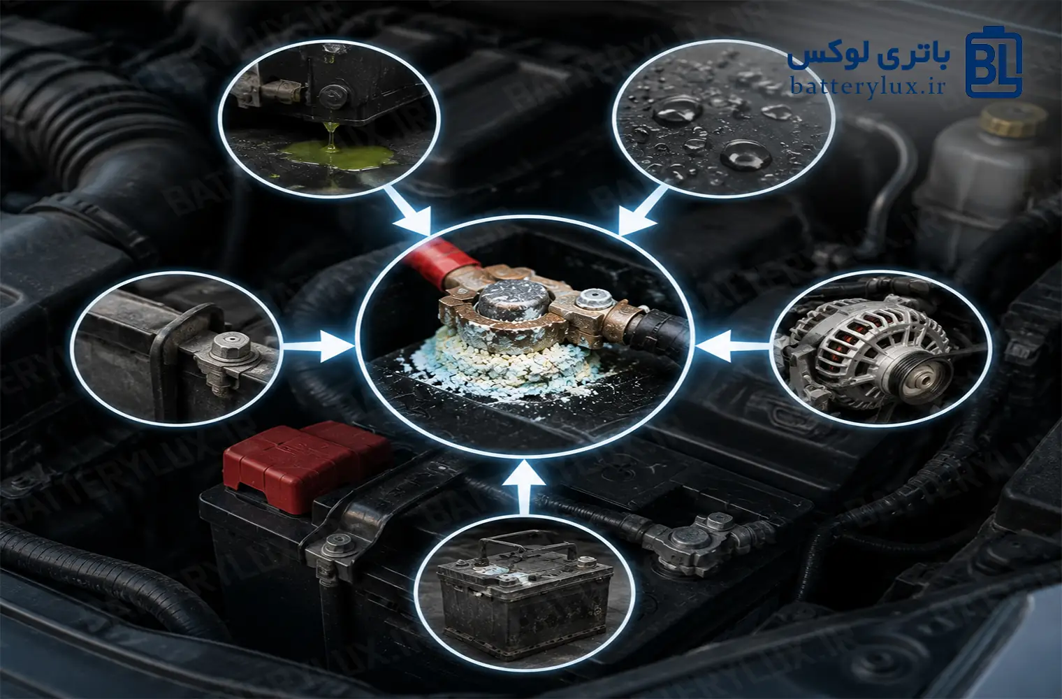 علت سولفاته شدن سر باتری