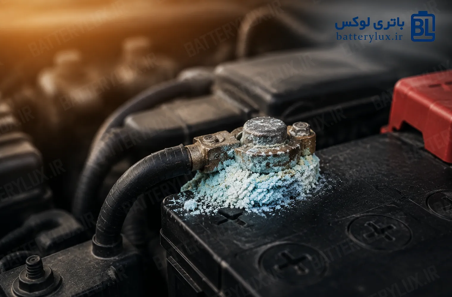 چرا سر باتری ماشین سفید یا آبی می‌شود؟ علت سولفاته شدن و روش رفع آن